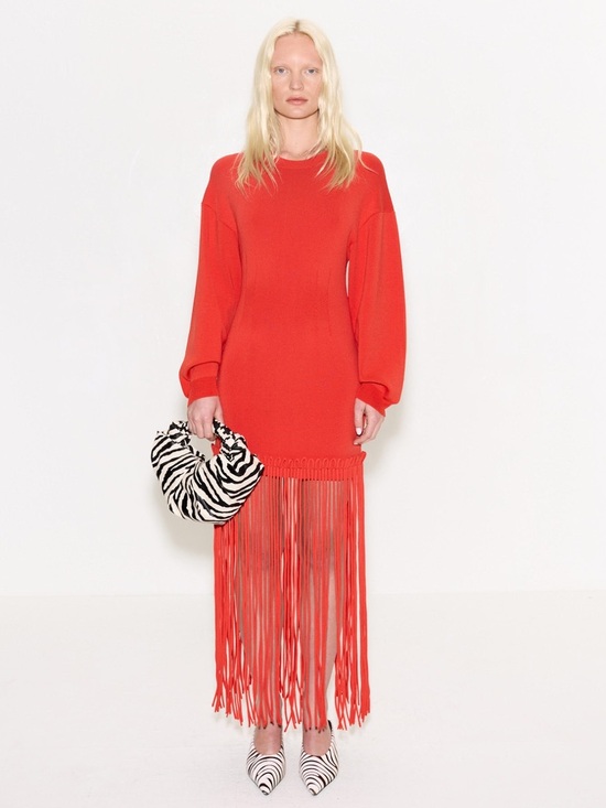 Simon Miller Dresses & Skirts - Simon Miller Wallis Knit Fringe Dress in Coral Red